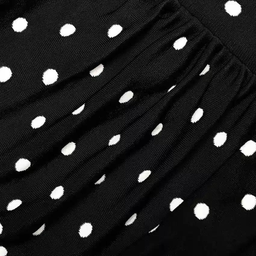 Polka Dot Draped Knit Mini Dress Polka Dot Draped Knit Mini Dress