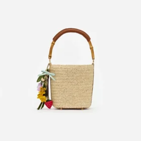 Raffia Charm Bucket Bag Raffia Charm Bucket Bag