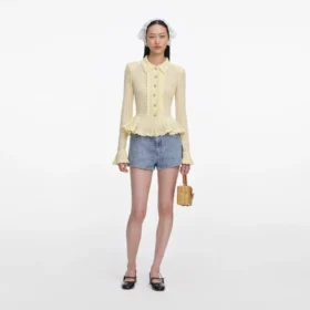 Rhinestone Croc Effect Denim Shorts