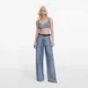 Rhinestone Croc Effect Wide Leg Jeans Rhinestone Croc Effect Wide Leg Jeans
