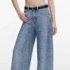 Rhinestone Croc Effect Wide Leg Jeans Rhinestone Croc Effect Wide Leg Jeans