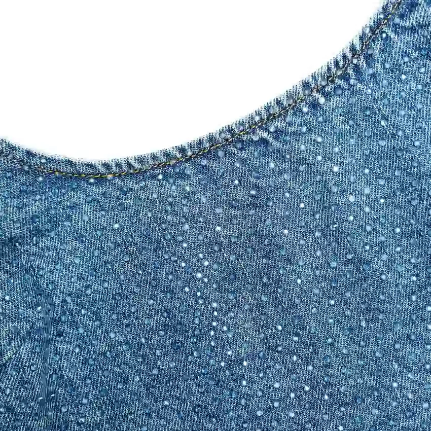 Rhinestone Denim Crop Top Rhinestone Denim Crop Top