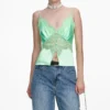 Green Satin Lace Top Green Satin Lace Top