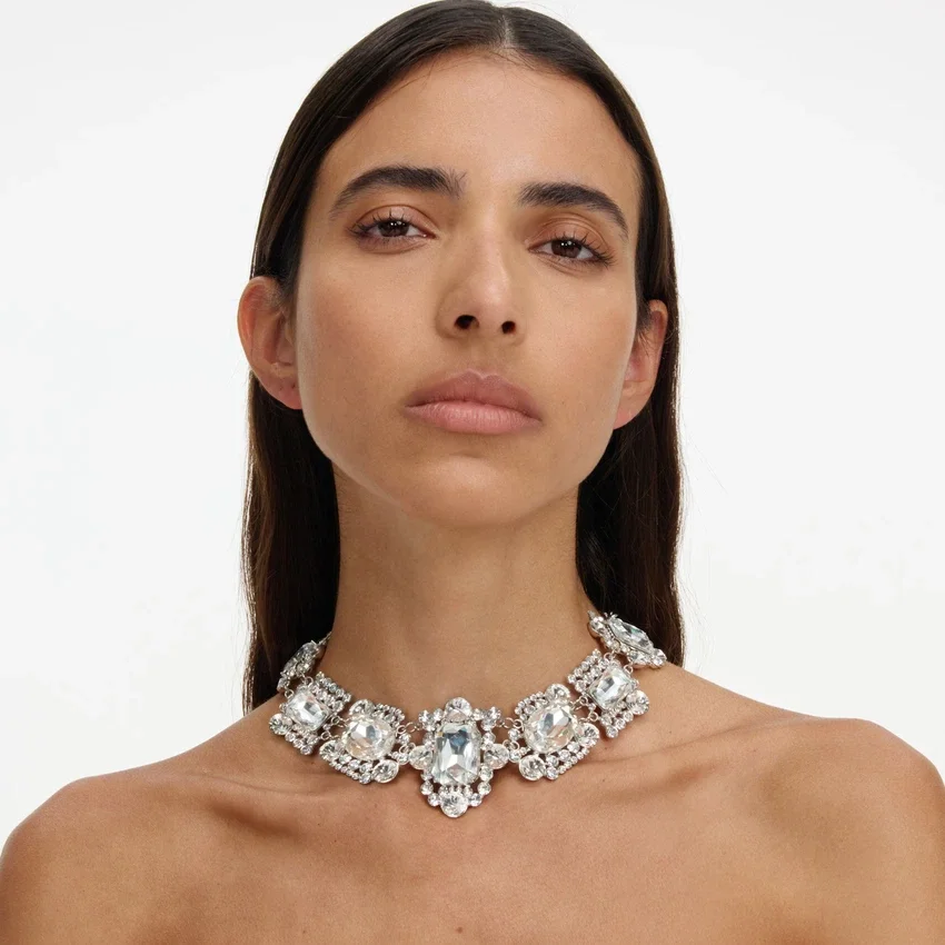 Silver Crystal Cluster Necklace Silver Crystal Cluster Necklace