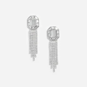 Silver Crystal Droplet Earrings