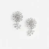 Silver Flower Crystal Earrings Silver Flower Crystal Earrings