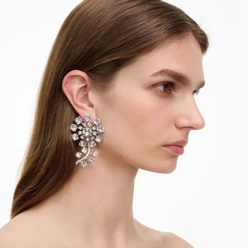 Silver Flower Crystal Earrings Silver Flower Crystal Earrings