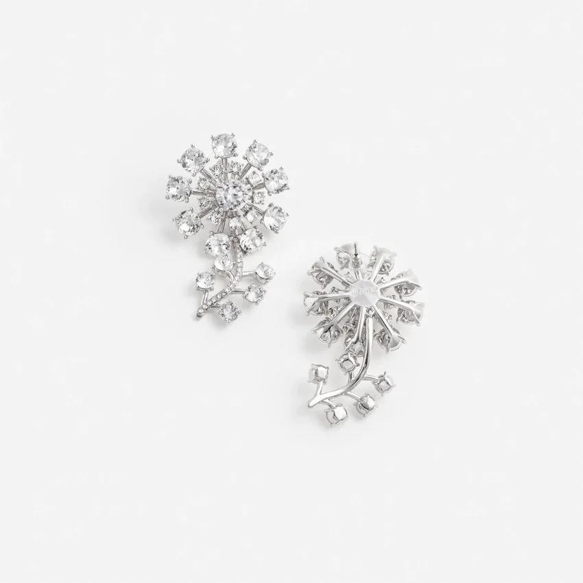 Silver Flower Crystal Earrings Silver Flower Crystal Earrings