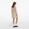 Tan Pleated Georgette Mini Dress