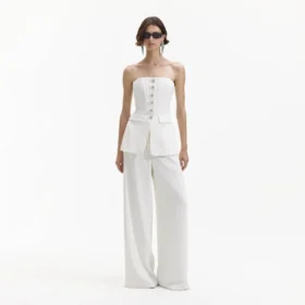 White Bandeau Crepe Jumpsuit White Bandeau Crepe Jumpsuit