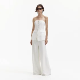 White Bandeau Crepe Jumpsuit White Bandeau Crepe Jumpsuit