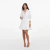 White Cotton Gathered Mini Dress