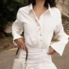 White Cotton Gathered Mini Dress