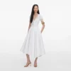 White Cotton Poplin Midi Skirt White Cotton Poplin Midi Skirt