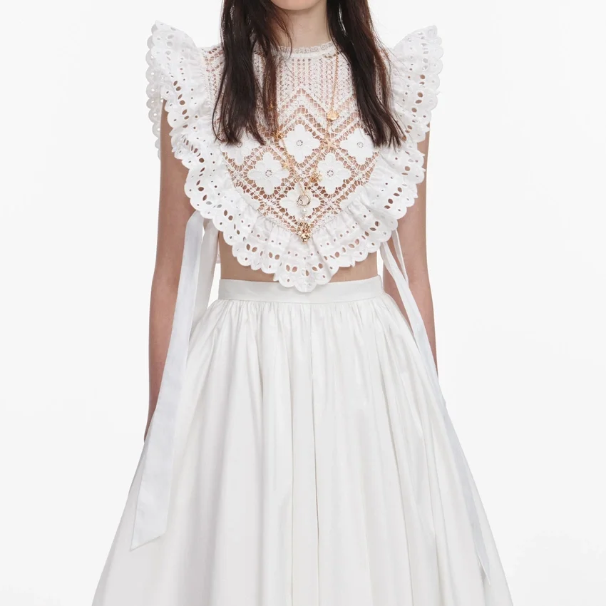 White Crochet Lace Crop Top White Crochet Lace Crop Top