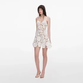 White Crochet Mini Dress