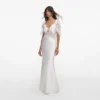 White Fine Lace Satin Maxi Dress