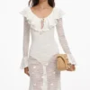 White Floral Crochet Midi Dress White Floral Crochet Midi Dress