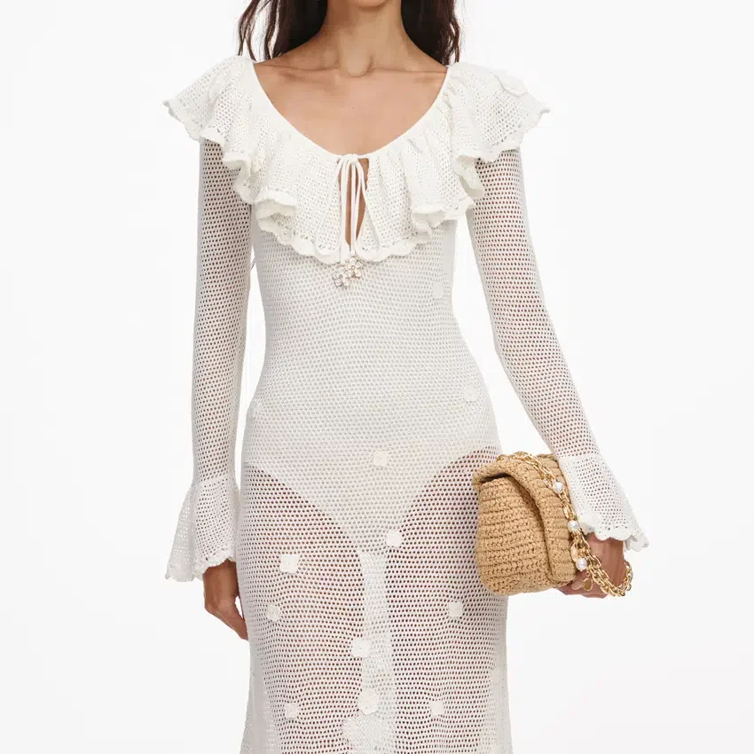 White Floral Crochet Midi Dress White Floral Crochet Midi Dress