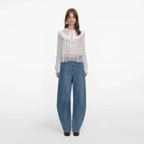 White Georgette Lace Blouse