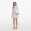 White Lace Collared Pointelle Knit Mini Dress