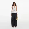 White Linen Blend Peplum Top White Linen Blend Peplum Top