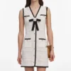 White Pointelle Knit Mini Dress