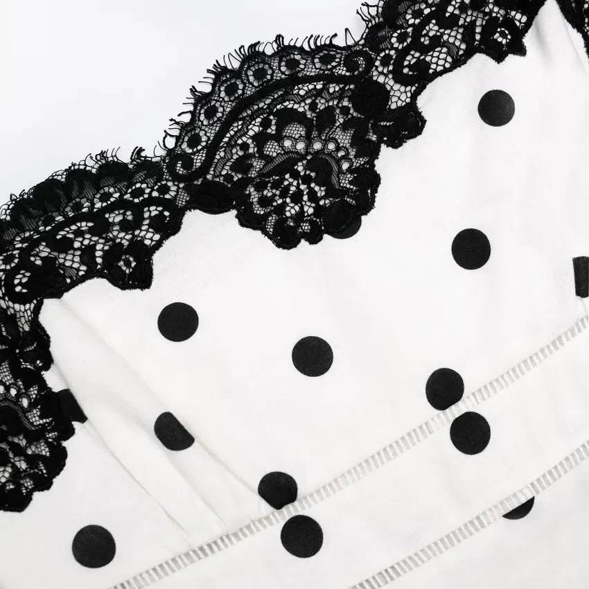White Polka Dot Linen Top White Polka Dot Linen Top