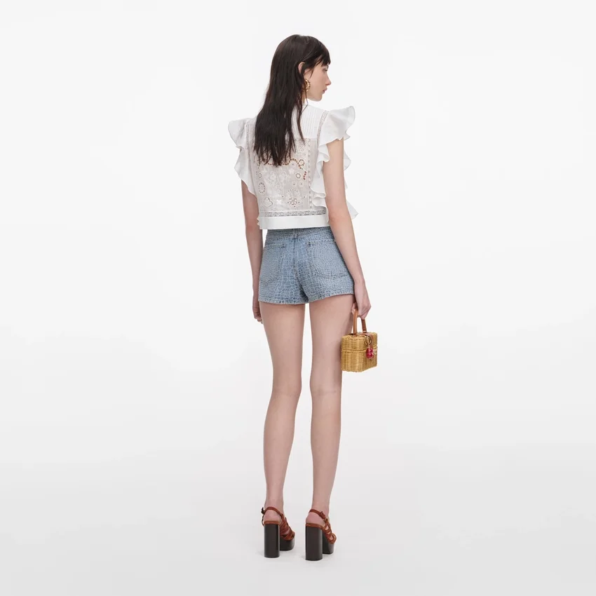 White Ramie Lace Frill Top White Ramie Lace Frill Top
