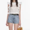 White Ramie Lace Frill Top White Ramie Lace Frill Top