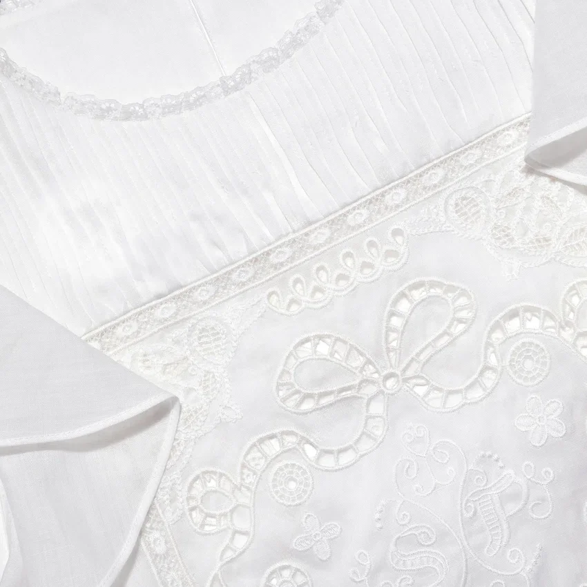 White Ramie Lace Frill Top White Ramie Lace Frill Top