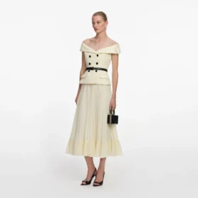 Yellow Lace Chiffon Midi Dress