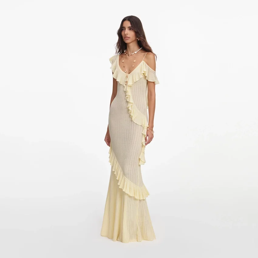Yellow Ruffle Knit Maxi Dress Yellow Ruffle Knit Maxi Dress