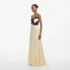 Yellow Satin Lace Maxi Dress Yellow Satin Lace Maxi Dress
